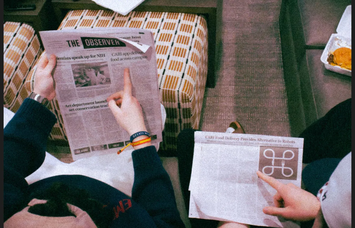 Courier delivering food on campus
